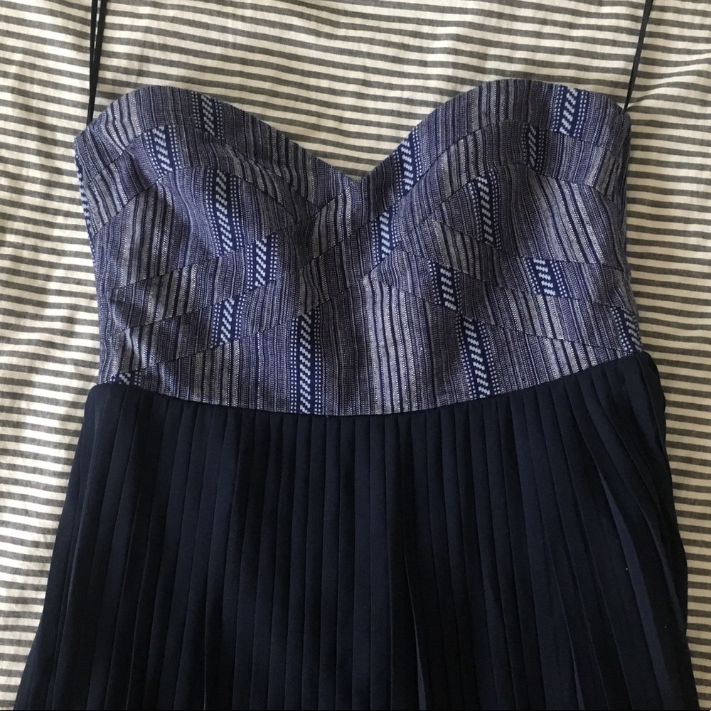 Sabine Navy Pleat Anthropologie Maxi dress